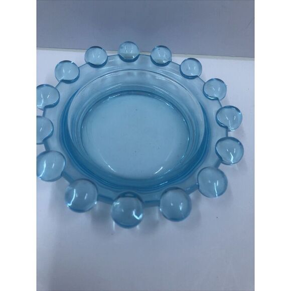 Imperial Candlewick Elegant Glass Aqua Blue Round Ashtray Dish tray 4"/ Trinket - Picture 2 of 8